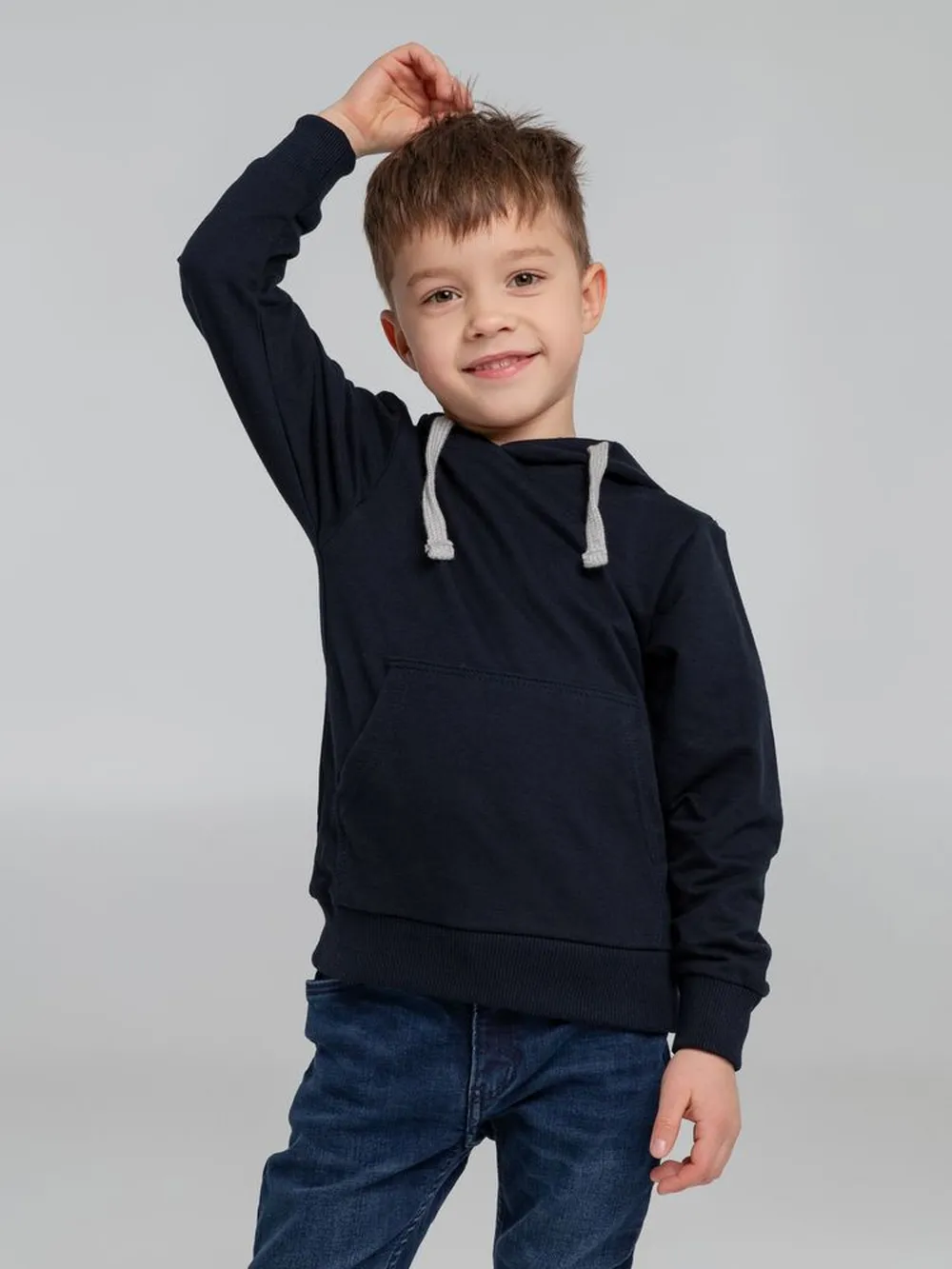 Толстовка с капюшоном детская Kirenga Kids, темно-синяя, 10 лет заказать онлайн с вашим дизайном на заказ в Москве и области