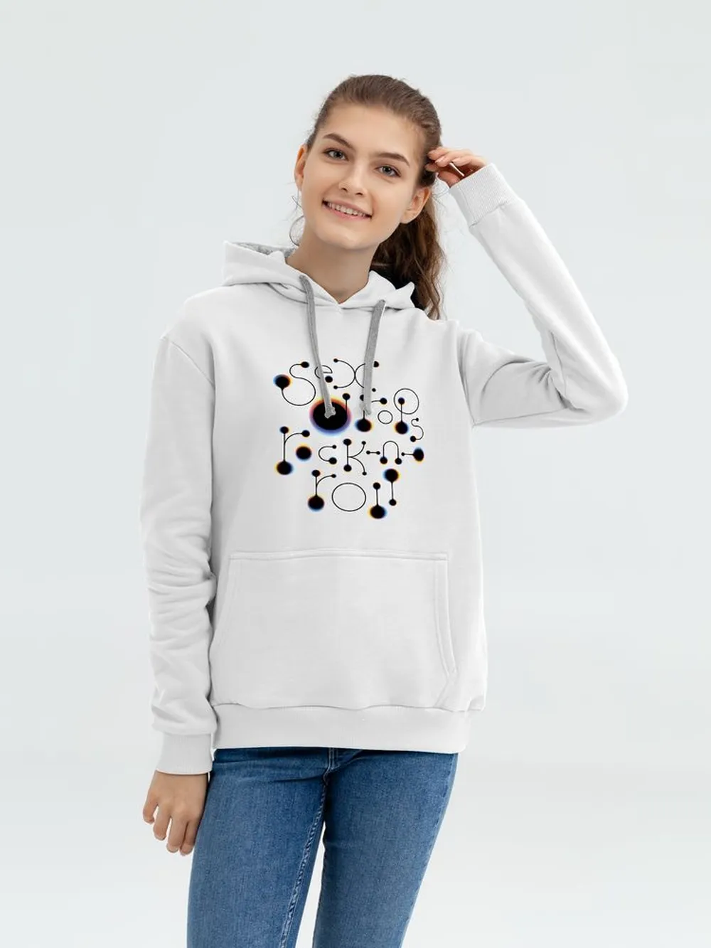 Толстовка с капюшоном No drugs, белая, размер S заказать онлайн с вашим дизайном на заказ в Москве и области