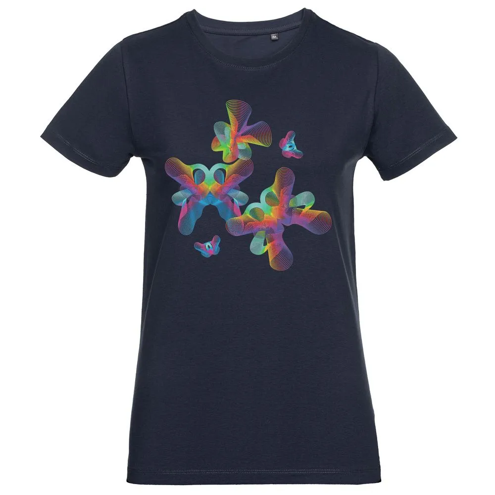 Футболка женская Butterflies, темно-синяя, размер M заказать онлайн с вашим дизайном на заказ в Москве и области