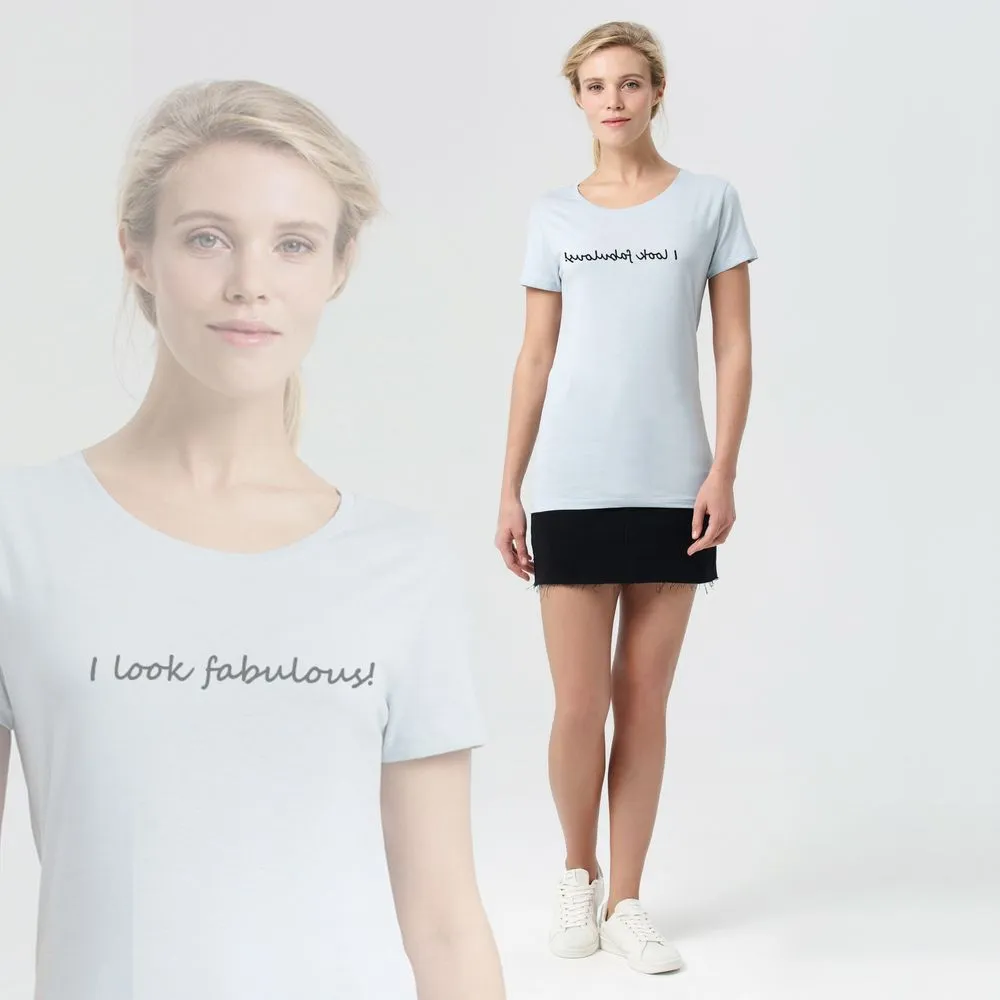 Футболка женская I Look Fabulous, голубая, размер M заказать онлайн с вашим дизайном на заказ в Москве и области