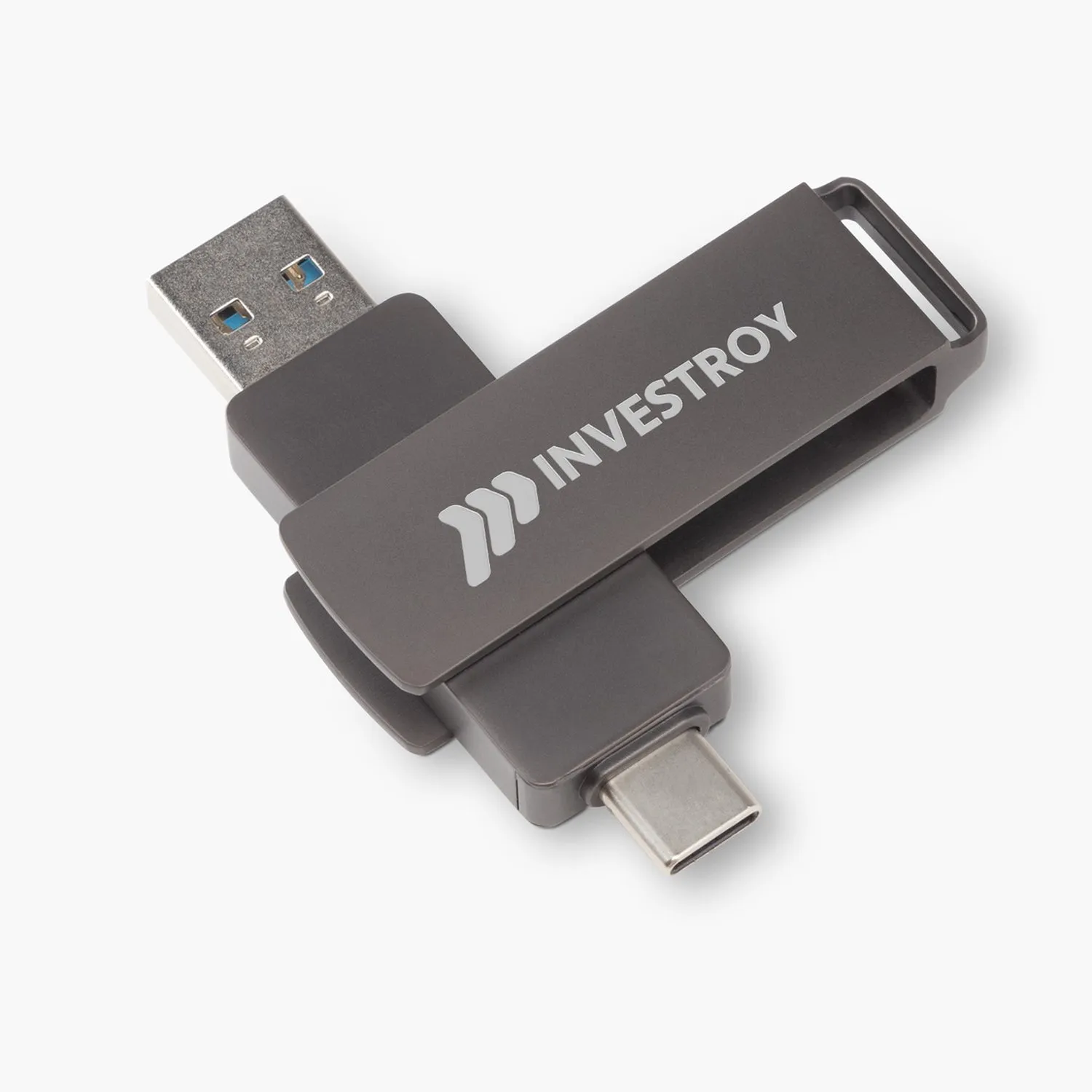 Поворотный USB-накопитель с двумя портами – 32 ГБ заказать онлайн с вашим дизайном на заказ в Москве и области