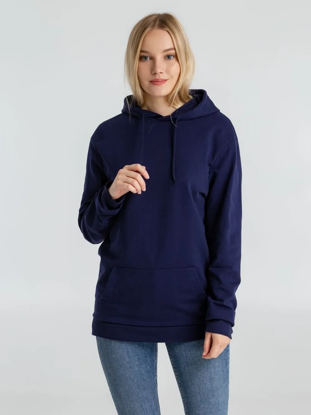 Толстовка с капюшоном унисекс Hoodie, темно-синяя, размер S заказать онлайн с вашим дизайном на заказ в Москве и области