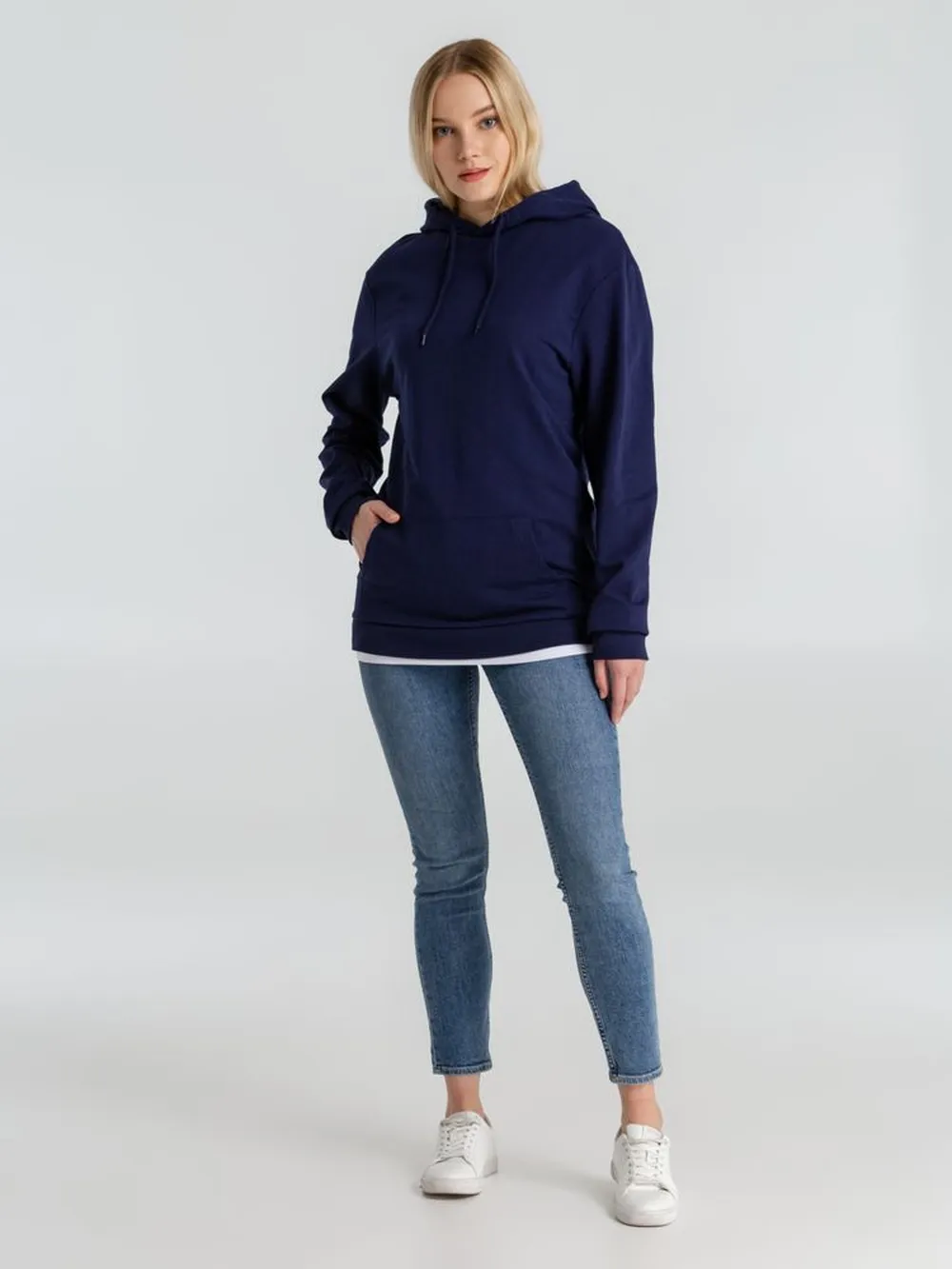Толстовка с капюшоном унисекс Hoodie, темно-синяя, размер S заказать онлайн с вашим дизайном на заказ в Москве и области