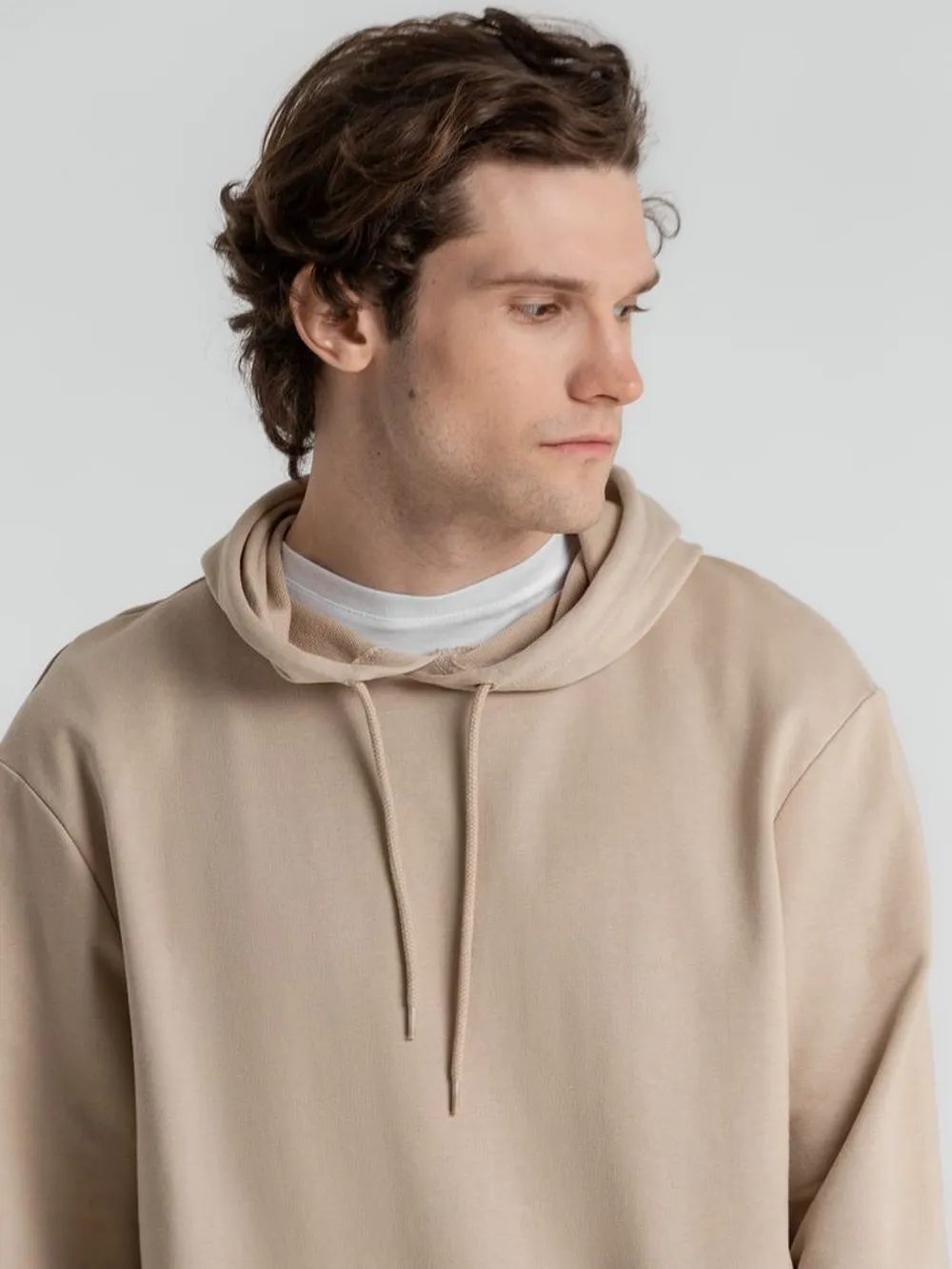 Толстовка с капюшоном унисекс Hoodie, бежевая, размер XS заказать онлайн с вашим дизайном на заказ в Москве и области