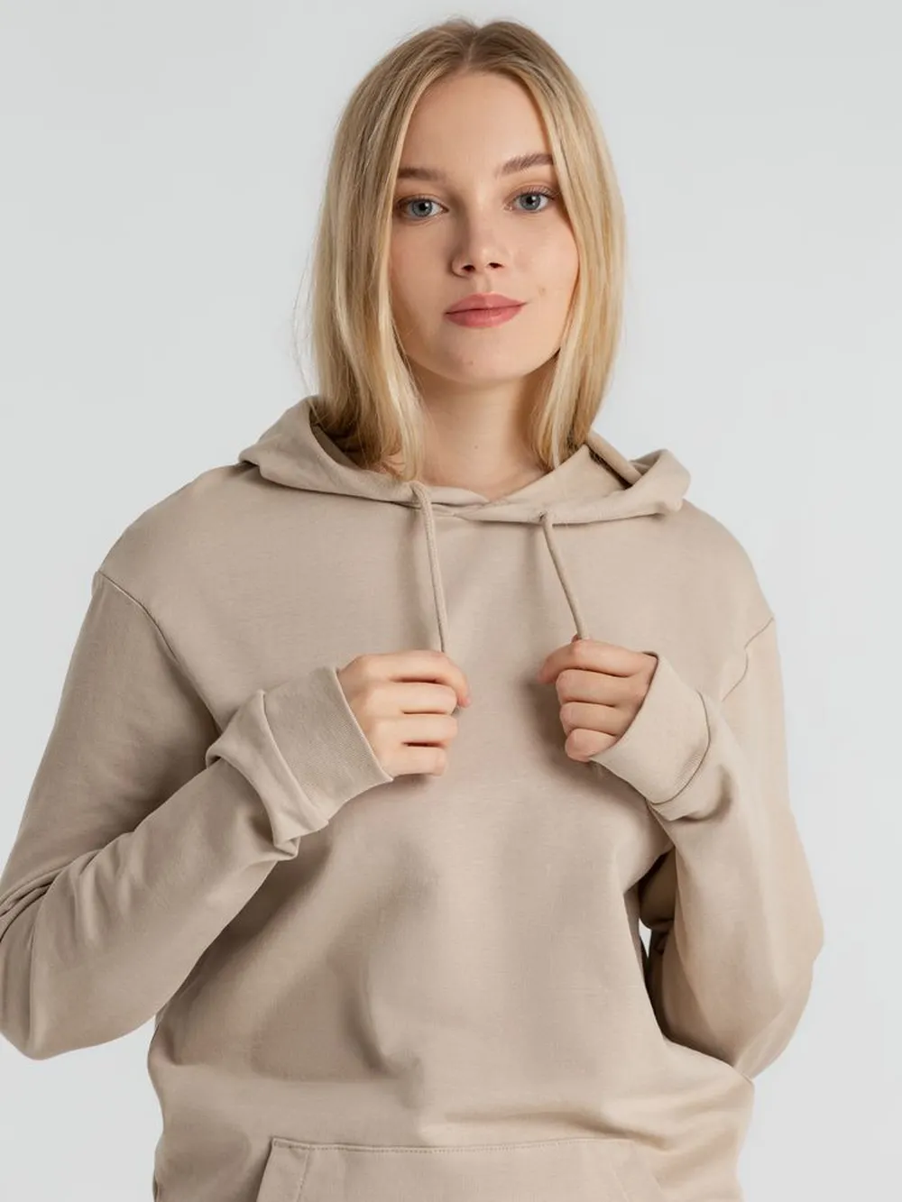 Толстовка с капюшоном унисекс Hoodie, бежевая, размер XS заказать онлайн с вашим дизайном на заказ в Москве и области