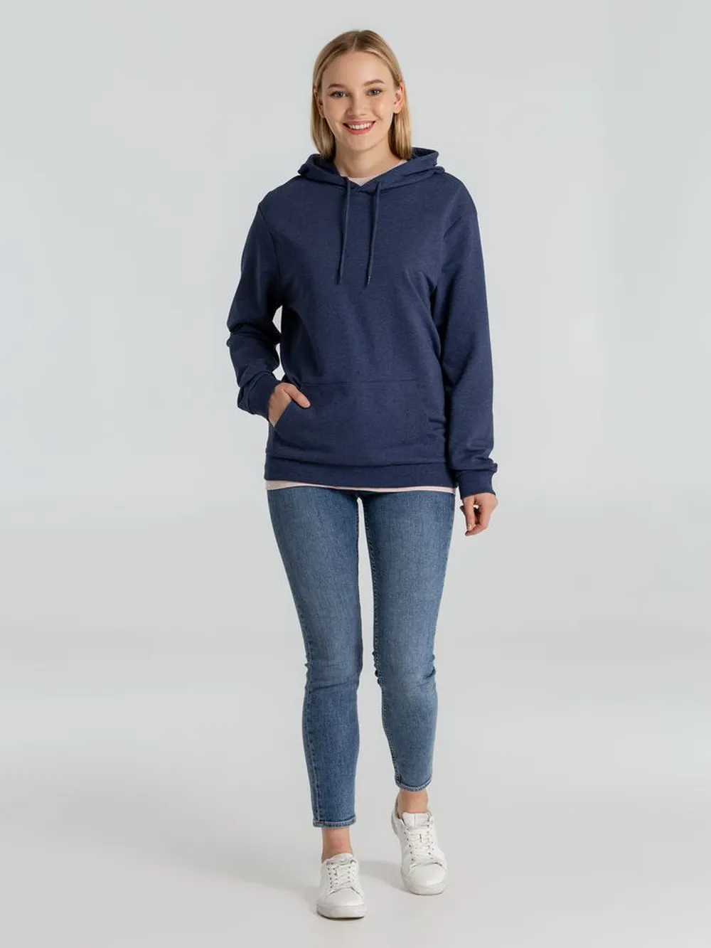 Толстовка с капюшоном унисекс Hoodie, синий меланж, размер 3XL заказать онлайн с вашим дизайном на заказ в Москве и области