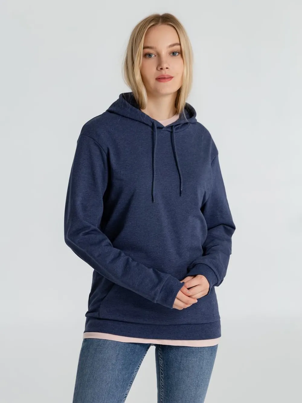 Толстовка с капюшоном унисекс Hoodie, синий меланж, размер 3XL заказать онлайн с вашим дизайном на заказ в Москве и области