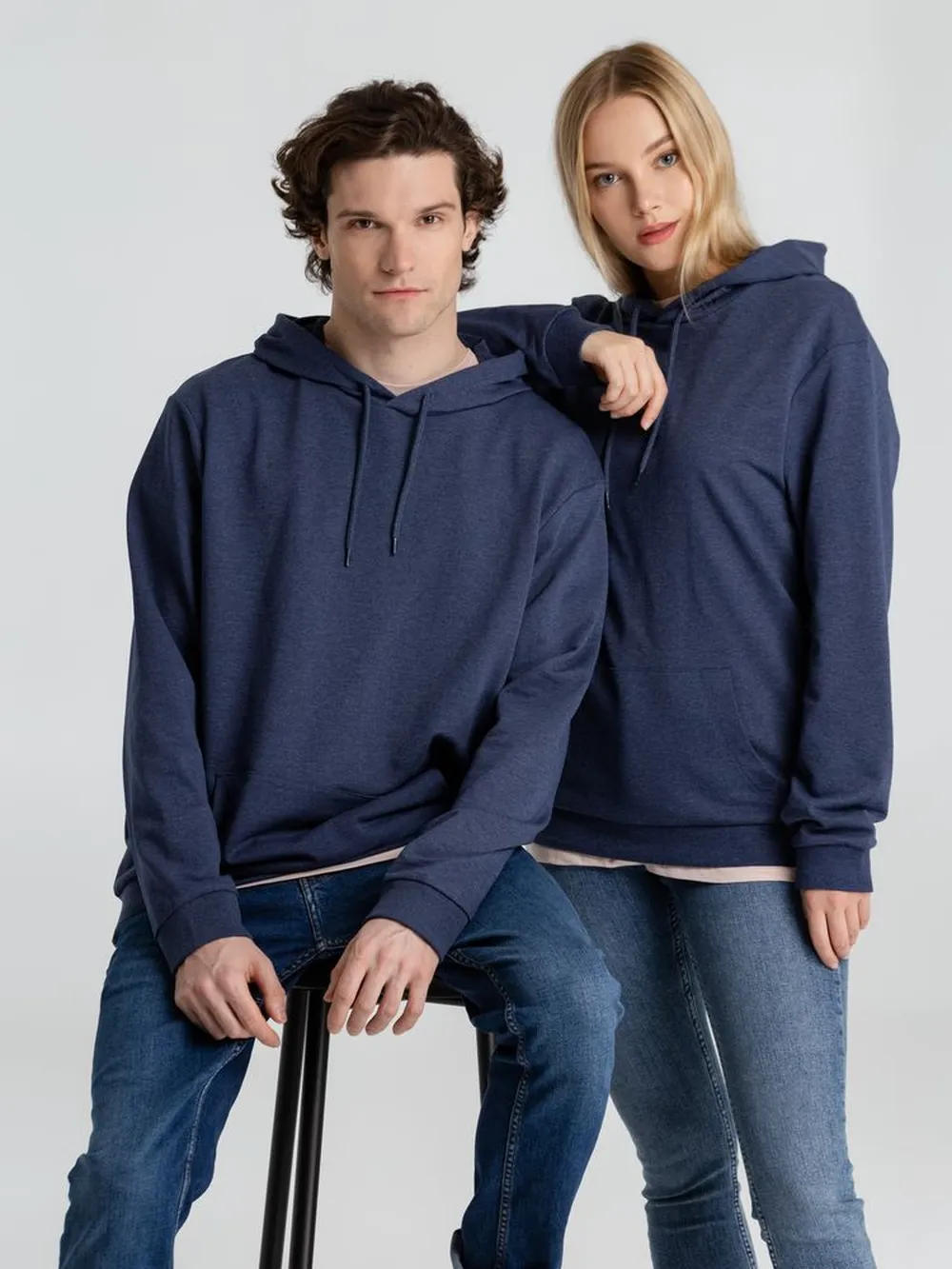 Толстовка с капюшоном унисекс Hoodie, синий меланж, размер 3XL заказать онлайн с вашим дизайном на заказ в Москве и области