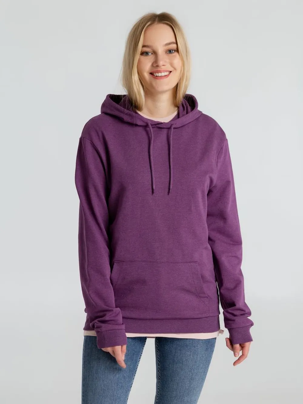 Толстовка с капюшоном унисекс Hoodie, фиолетовый меланж заказать онлайн с вашим дизайном на заказ в Москве и области