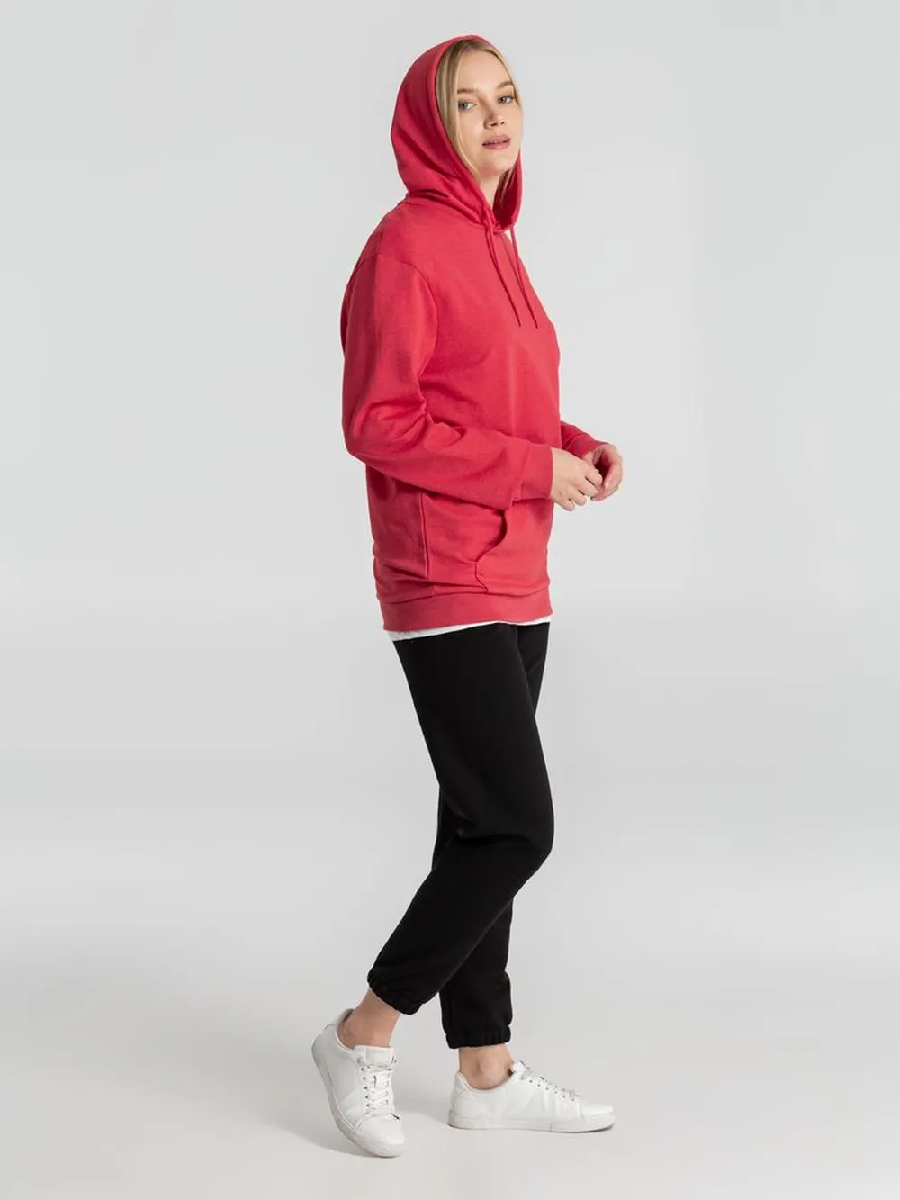 Толстовка с капюшоном унисекс Hoodie, красный меланж заказать онлайн с вашим дизайном на заказ в Москве и области