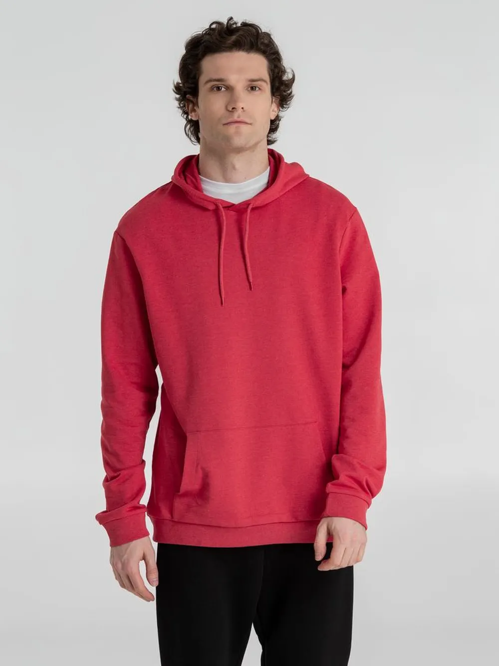 Толстовка с капюшоном унисекс Hoodie, красный меланж, размер XXL заказать онлайн с вашим дизайном на заказ в Москве и области