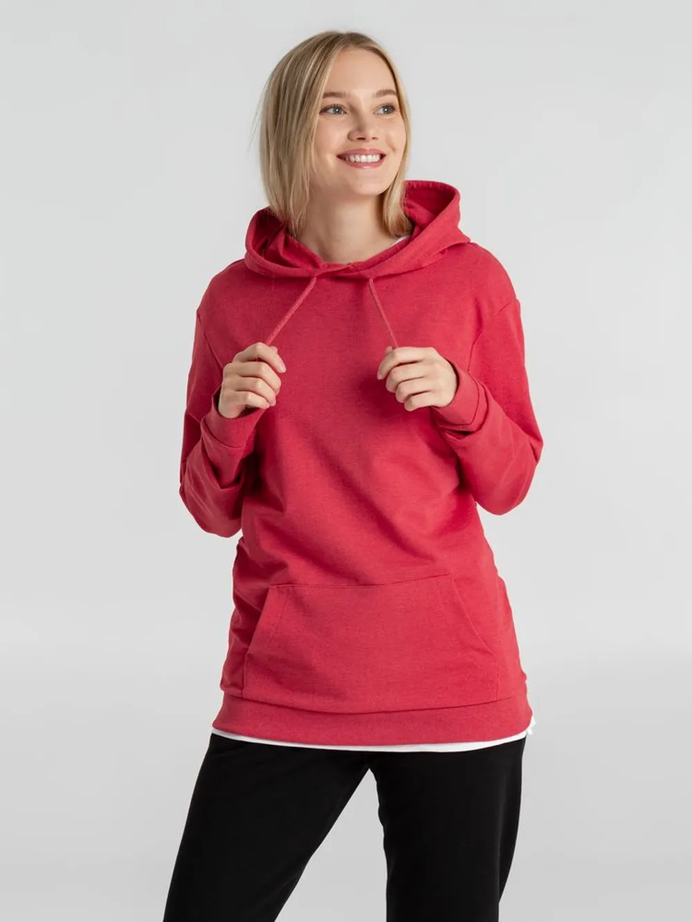 Толстовка с капюшоном унисекс Hoodie, красный меланж, размер XXL заказать онлайн с вашим дизайном на заказ в Москве и области