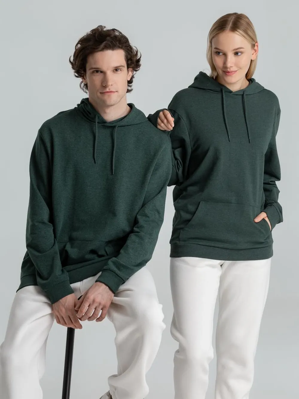 Толстовка с капюшоном унисекс Hoodie, темно-зеленый меланж заказать онлайн с вашим дизайном на заказ в Москве и области