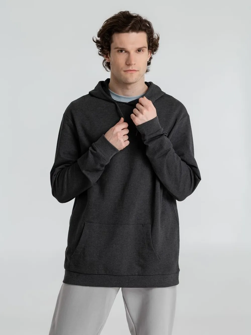 Толстовка с капюшоном унисекс Hoodie, серый меланж (антрацит) заказать онлайн с вашим дизайном на заказ в Москве и области