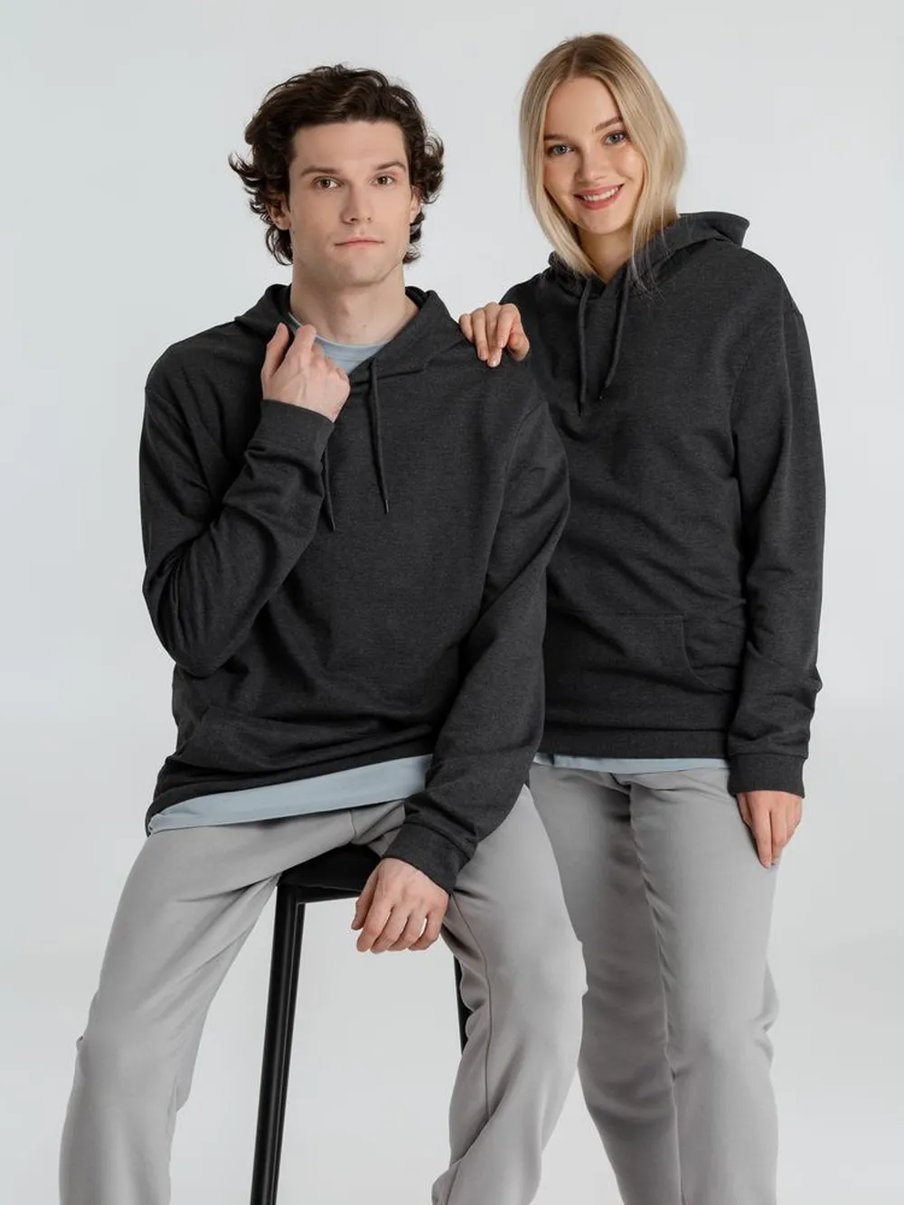 Толстовка с капюшоном унисекс Hoodie, серый меланж (антрацит) заказать онлайн с вашим дизайном на заказ в Москве и области