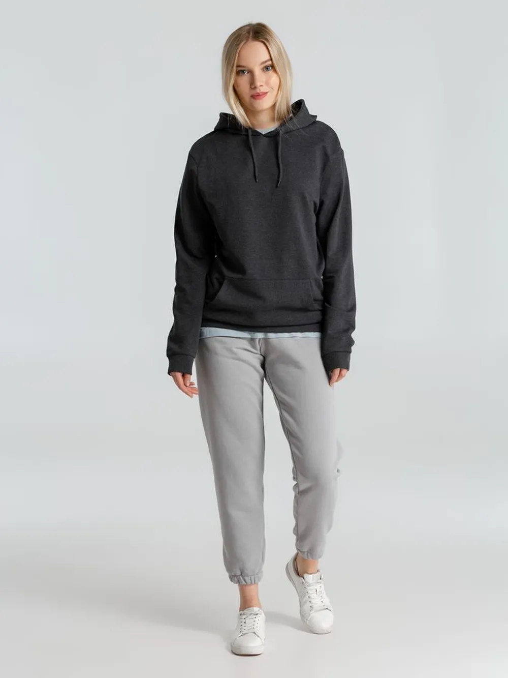 Толстовка с капюшоном унисекс Hoodie, серый меланж (антрацит) заказать онлайн с вашим дизайном на заказ в Москве и области