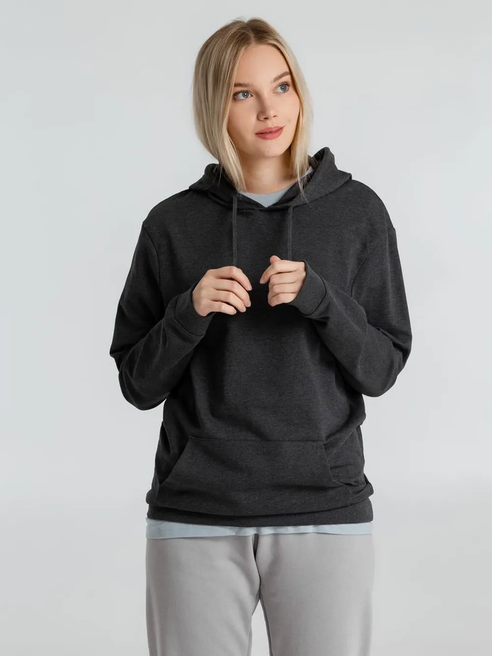 Толстовка с капюшоном унисекс Hoodie, серый меланж (антрацит) заказать онлайн с вашим дизайном на заказ в Москве и области