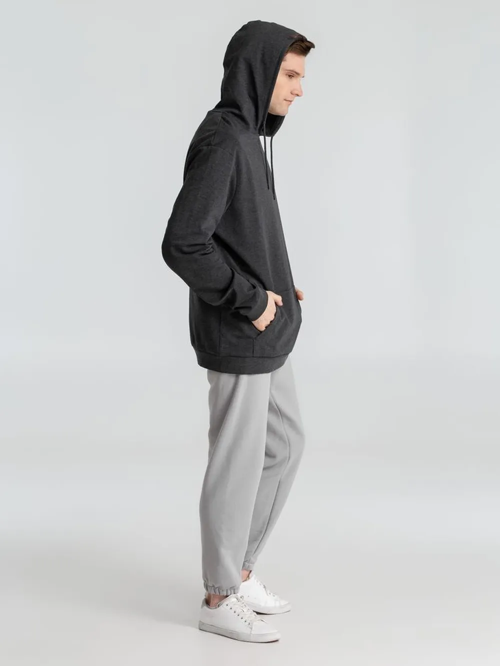Толстовка с капюшоном унисекс Hoodie, серый меланж (антрацит) заказать онлайн с вашим дизайном на заказ в Москве и области