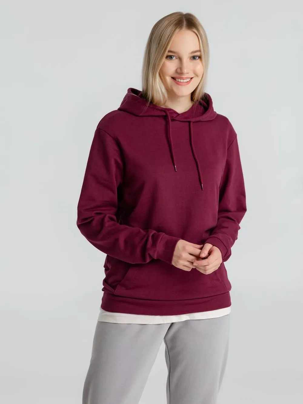Толстовка с капюшоном унисекс Hoodie, бордовая, размер 3XL заказать онлайн с вашим дизайном на заказ в Москве и области