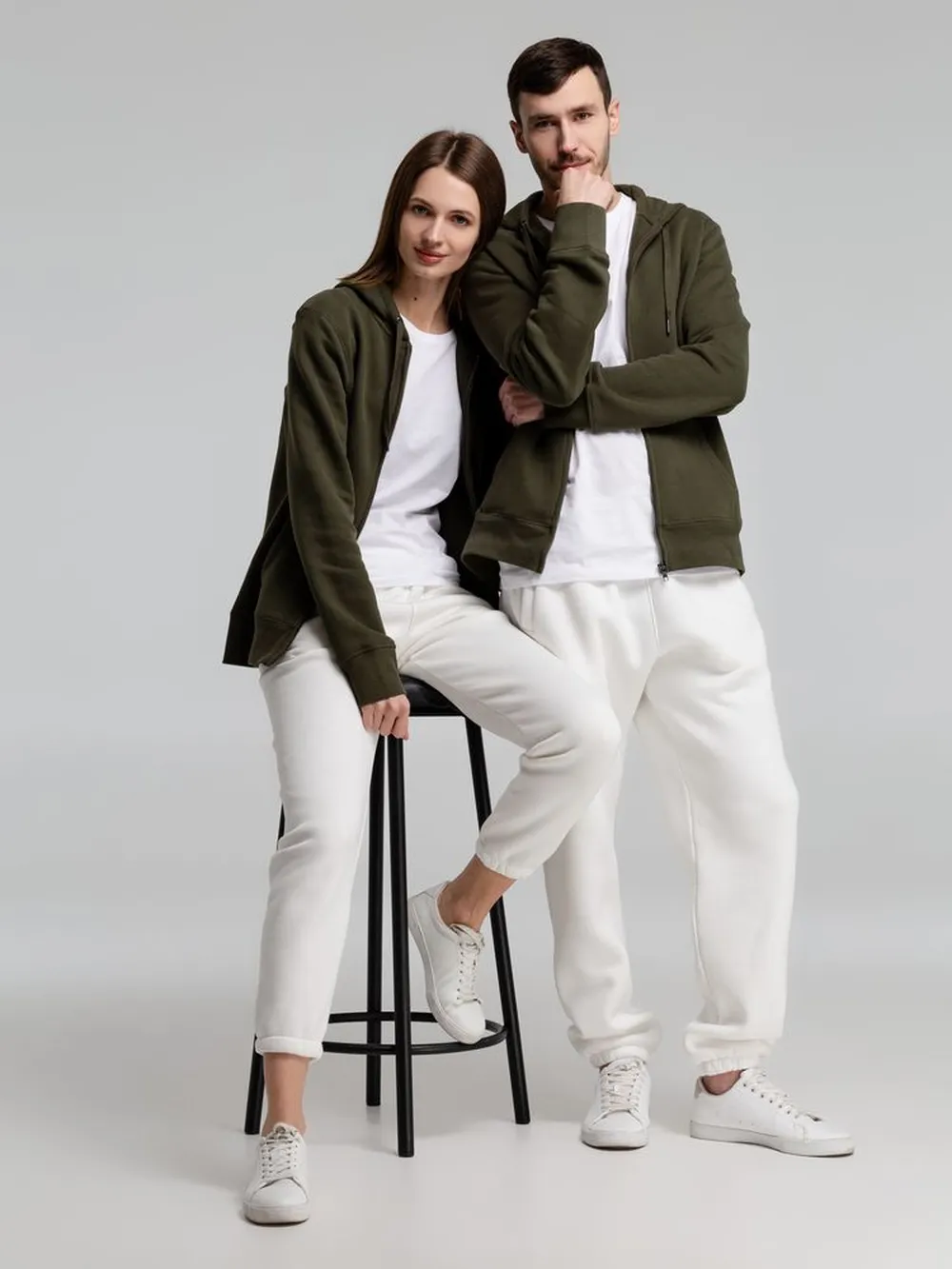 Толстовка на молнии с капюшоном унисекс King, хаки, размер XS заказать онлайн с вашим дизайном на заказ в Москве и области