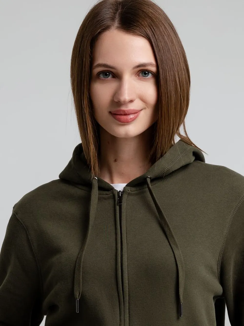 Толстовка на молнии с капюшоном унисекс King, хаки, размер XS заказать онлайн с вашим дизайном на заказ в Москве и области