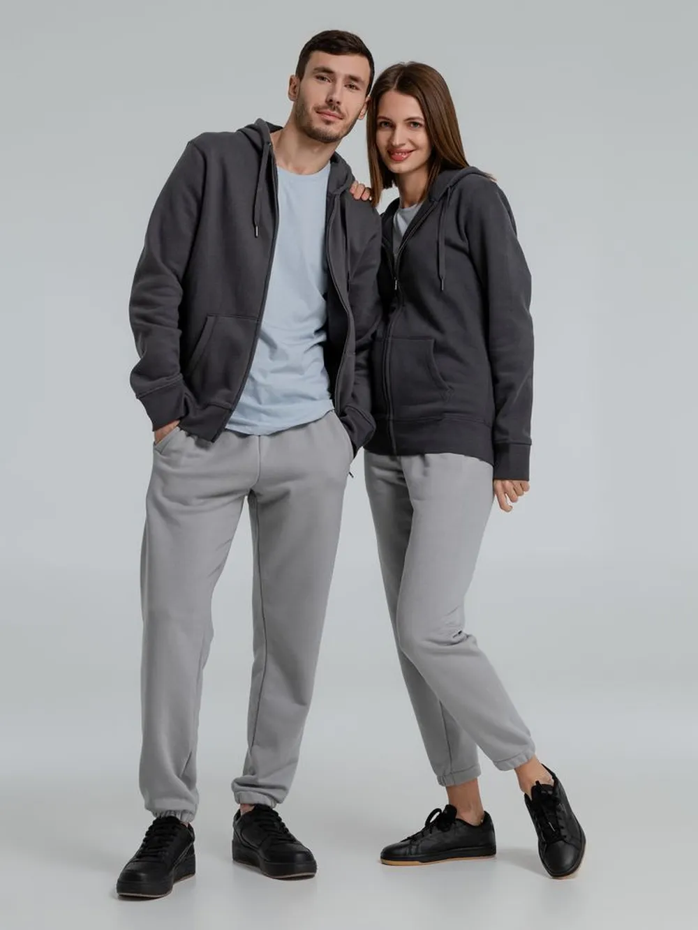 Толстовка на молнии с капюшоном унисекс King, темно-серая заказать онлайн с вашим дизайном на заказ в Москве и области