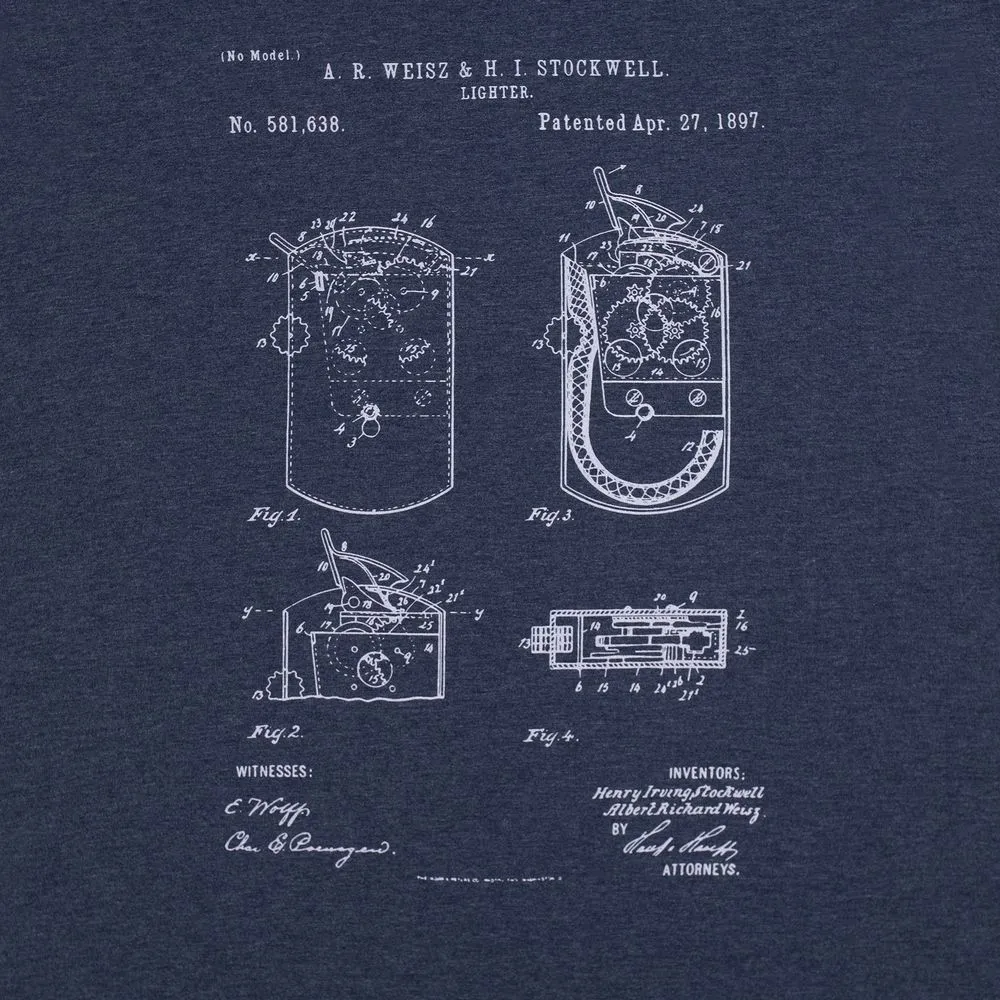Футболка приталенная Old Patents. Lighter, синий меланж, размер S заказать онлайн с вашим дизайном на заказ в Москве и области
