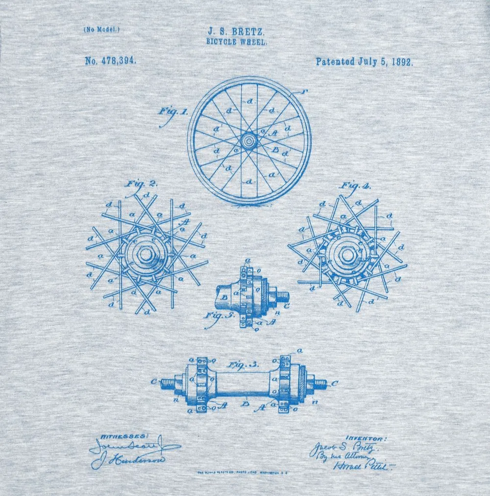 Футболка приталенная Old Patents. Wheel, голубой меланж, размер S заказать онлайн с вашим дизайном на заказ в Москве и области