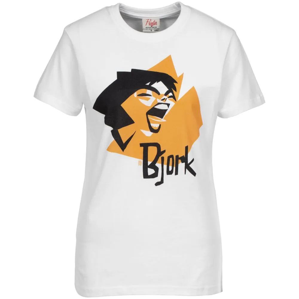Футболка женская «Меламед. Bjork», белая, размер XL заказать онлайн с вашим дизайном на заказ в Москве и области