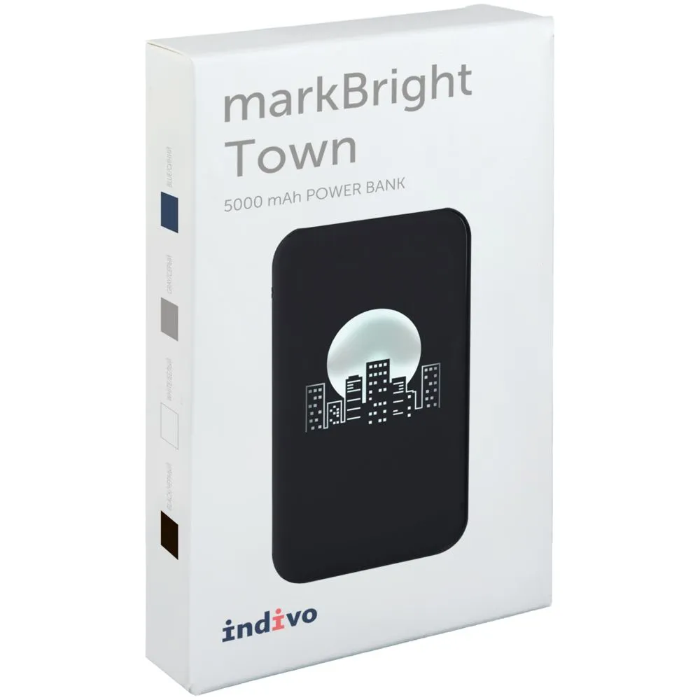 Аккумулятор с подсветкой markBright Town, 5000 мАч, черный заказать онлайн с вашим дизайном на заказ в Москве и области