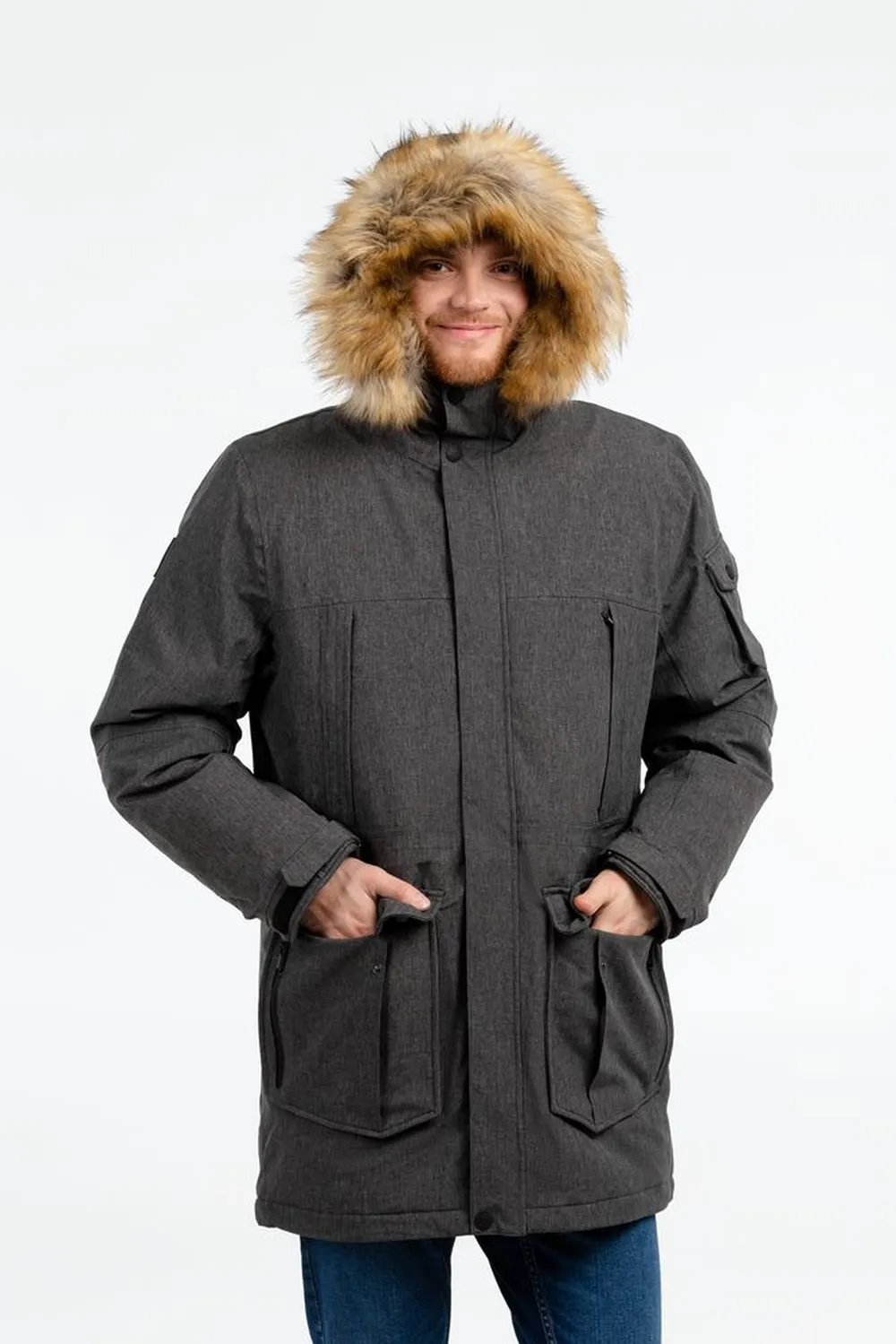 Парка мужская Explorer серый меланж, размер 3XL заказать онлайн с вашим дизайном на заказ в Москве и области