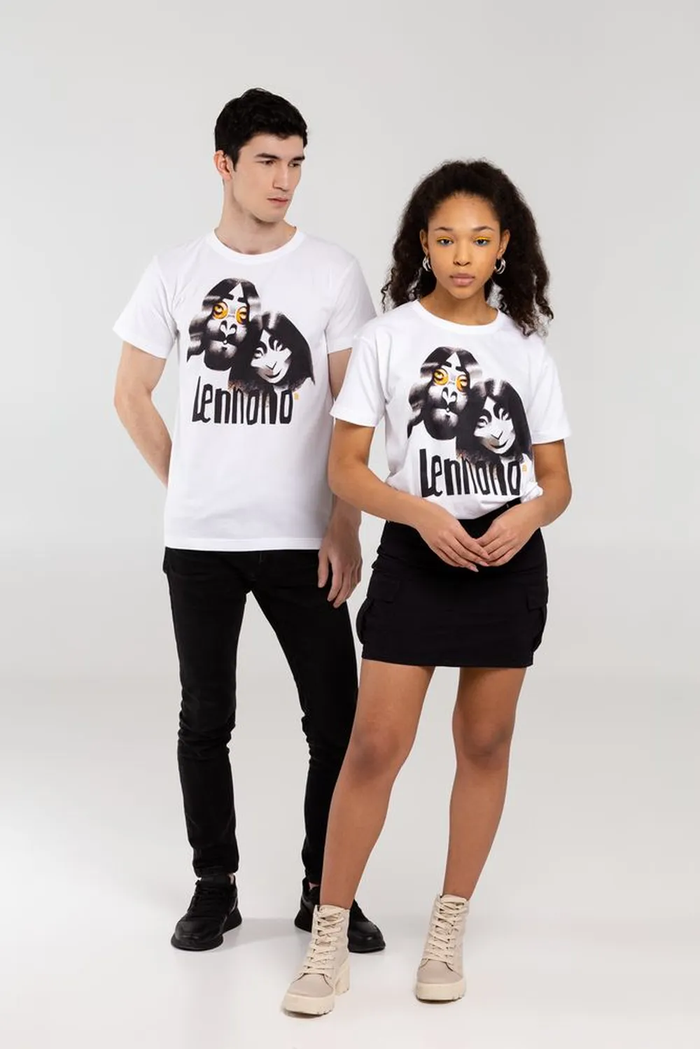 Футболка «Меламед. John Lennon, Yoko Ono», белая, размер L заказать онлайн с вашим дизайном на заказ в Москве и области