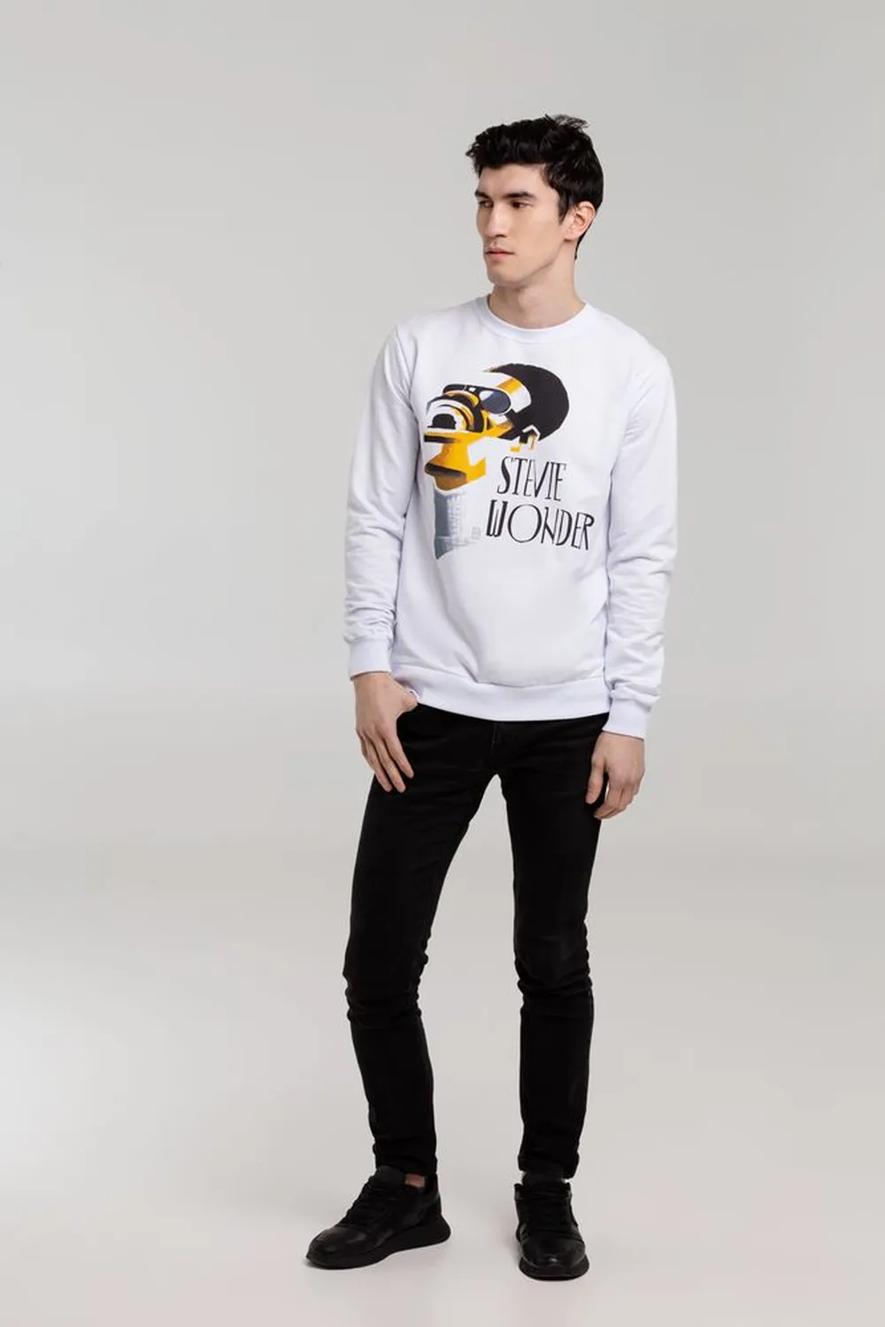 Толстовка «Меламед. Stevie Wonder», белая, размер XS заказать онлайн с вашим дизайном на заказ в Москве и области