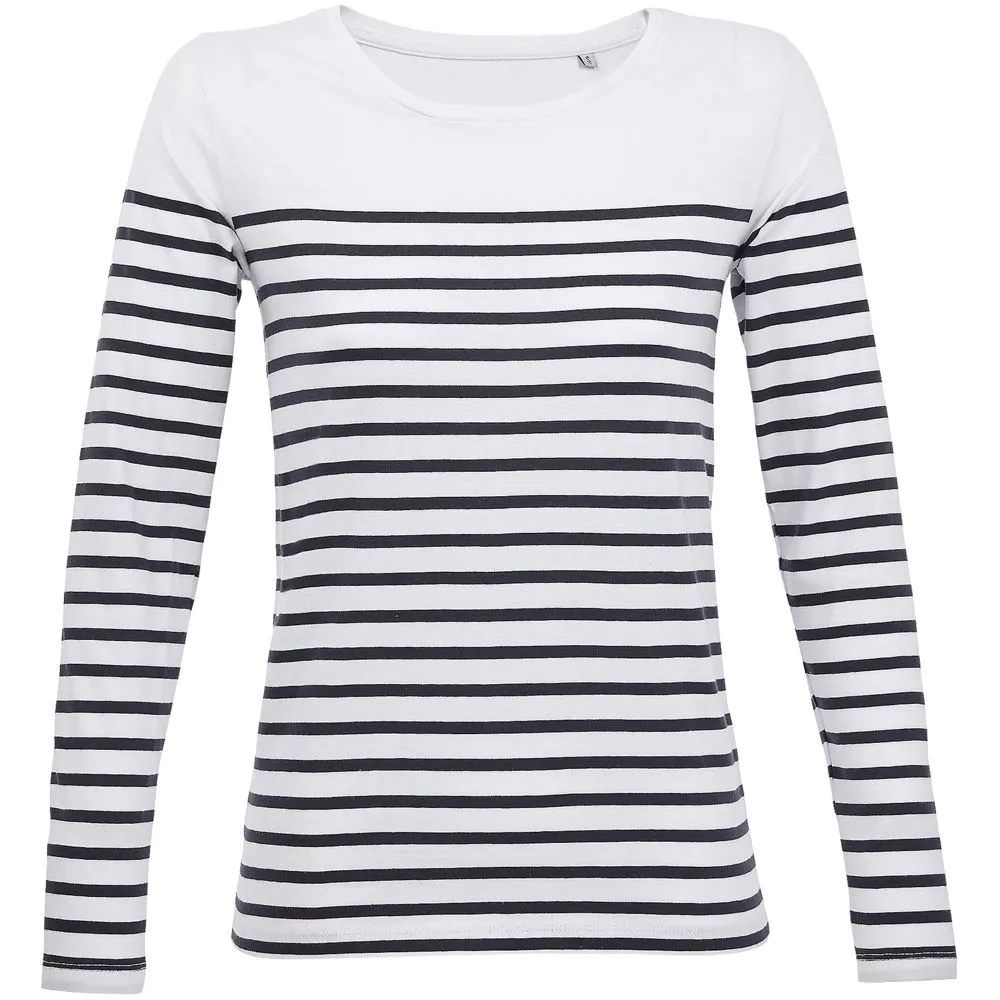 Футболка женская с длинным рукавом Matelot LSL Women, белая с темно-синим, размер XXL заказать онлайн с вашим дизайном на заказ в Москве и области