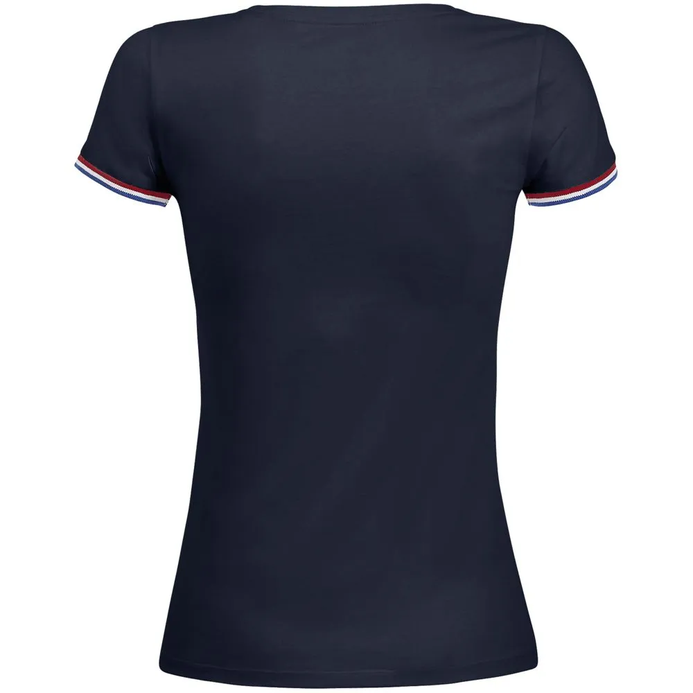 Футболка женская Rainbow Women, темно-синяя с ярко-синим, размер S заказать онлайн с вашим дизайном на заказ в Москве и области