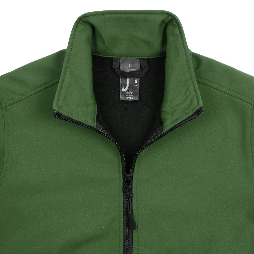 Куртка софтшелл женская Race Women, темно-зеленая заказать онлайн с вашим дизайном на заказ в Москве и области