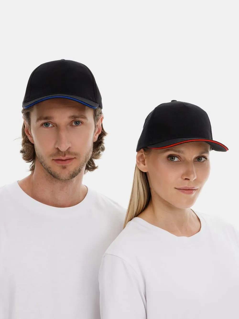 Бейсболка Long Beach, черная с ярко-синим заказать онлайн с вашим дизайном на заказ в Москве и области