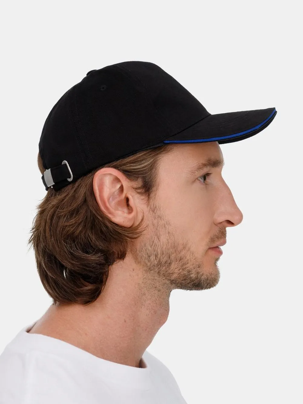 Бейсболка Long Beach, черная с ярко-синим заказать онлайн с вашим дизайном на заказ в Москве и области