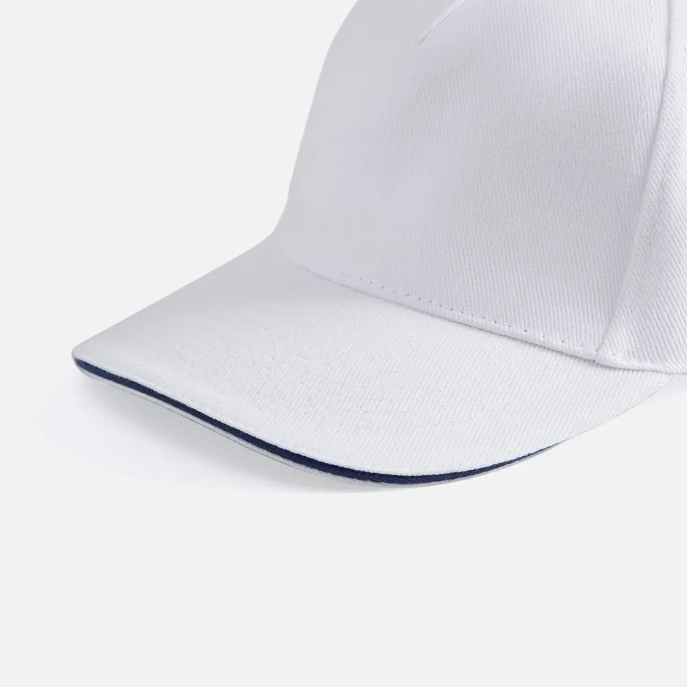 Бейсболка Long Beach, белая с темно-синим заказать онлайн с вашим дизайном на заказ в Москве и области