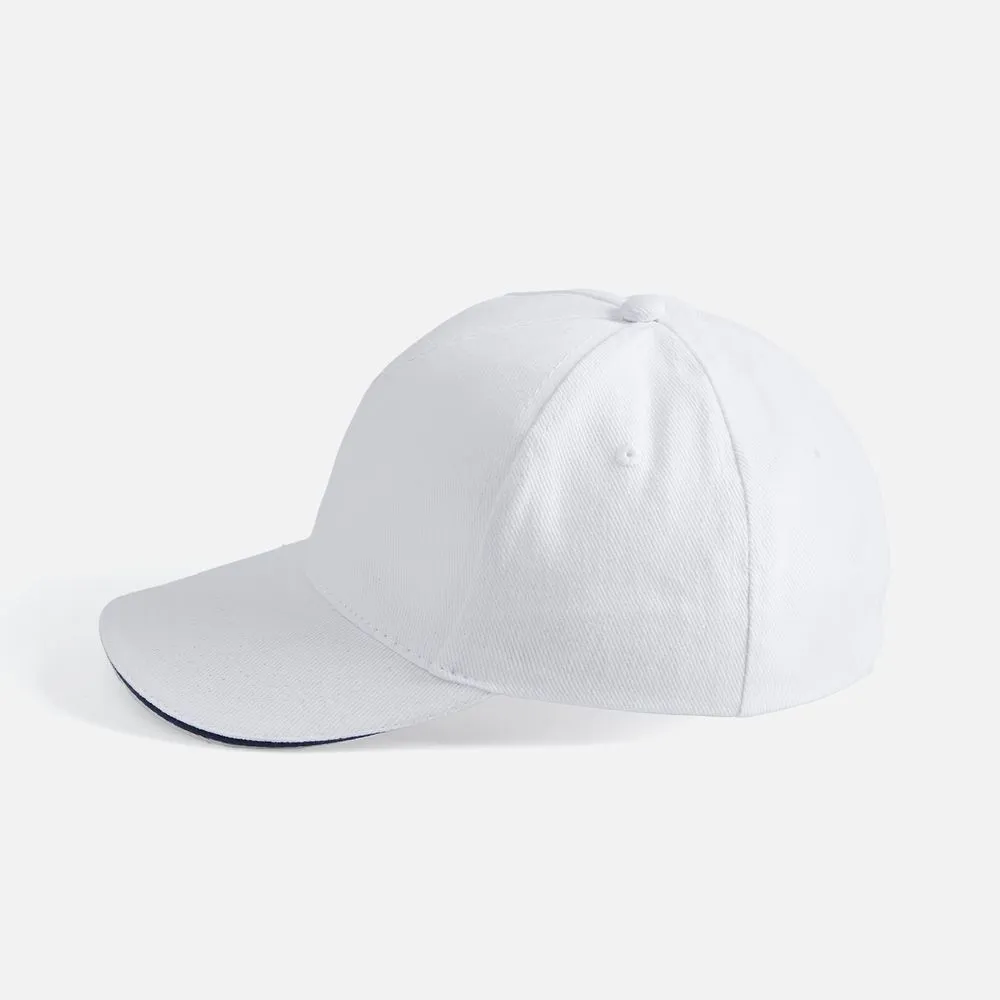 Бейсболка Long Beach, белая с темно-синим заказать онлайн с вашим дизайном на заказ в Москве и области