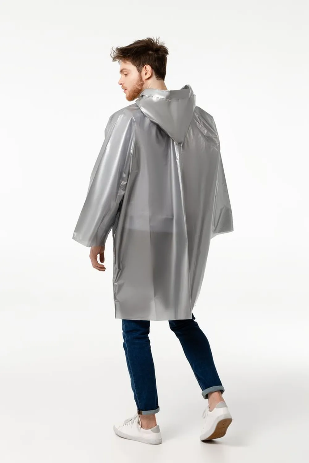 Дождевик-плащ CloudTime, серебристый заказать онлайн с вашим дизайном на заказ в Москве и области