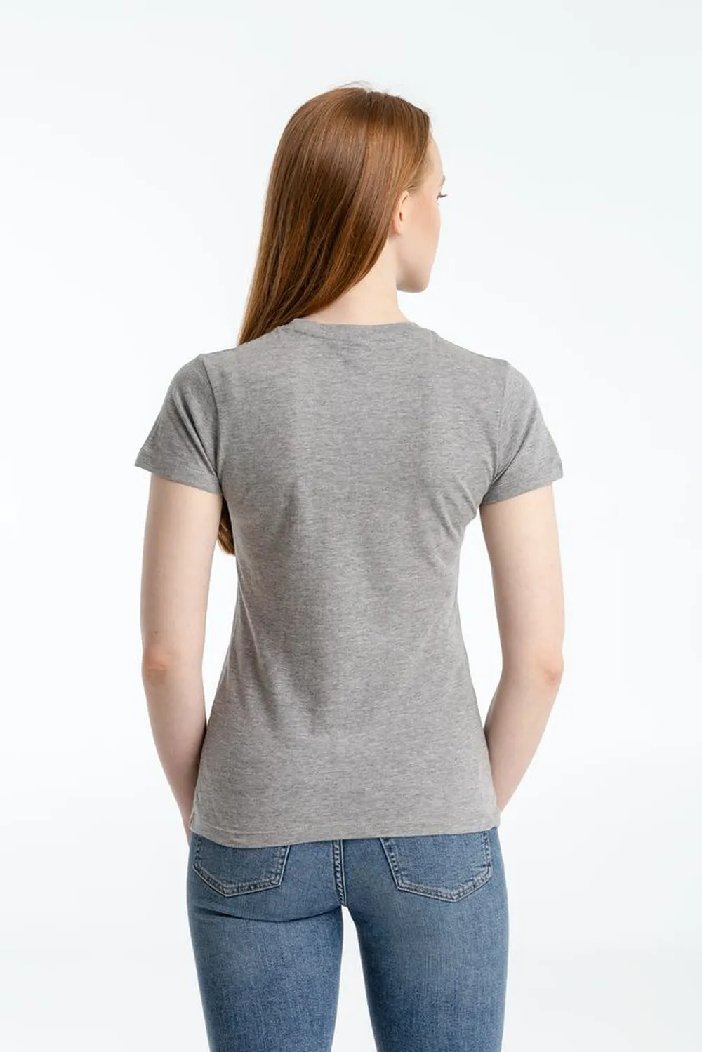 Футболка женская «Ты у меня вот здесь», серый меланж, размер L заказать онлайн с вашим дизайном на заказ в Москве и области