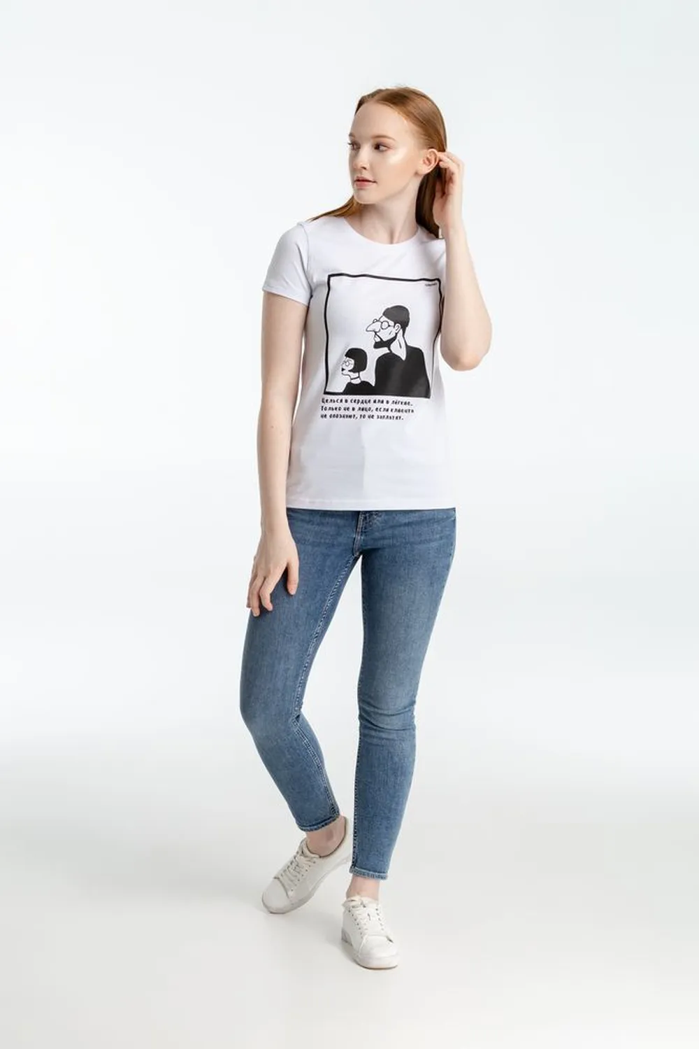 Футболка женская «Леон», белая, ver.2 заказать онлайн с вашим дизайном на заказ в Москве и области