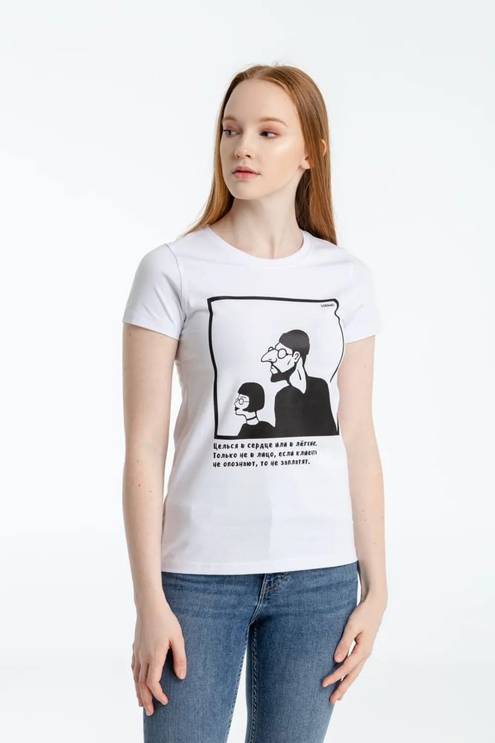 Футболка женская «Леон», белая, ver 2, размер XL заказать онлайн с вашим дизайном на заказ в Москве и области