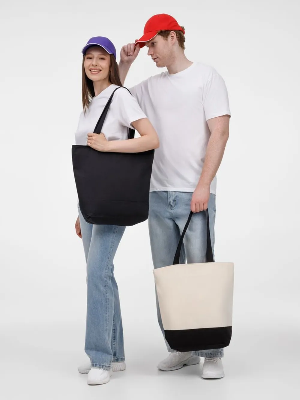 Сумка для покупок на молнии Shopaholic Zip, неокрашенная с черным заказать онлайн с вашим дизайном на заказ в Москве и области