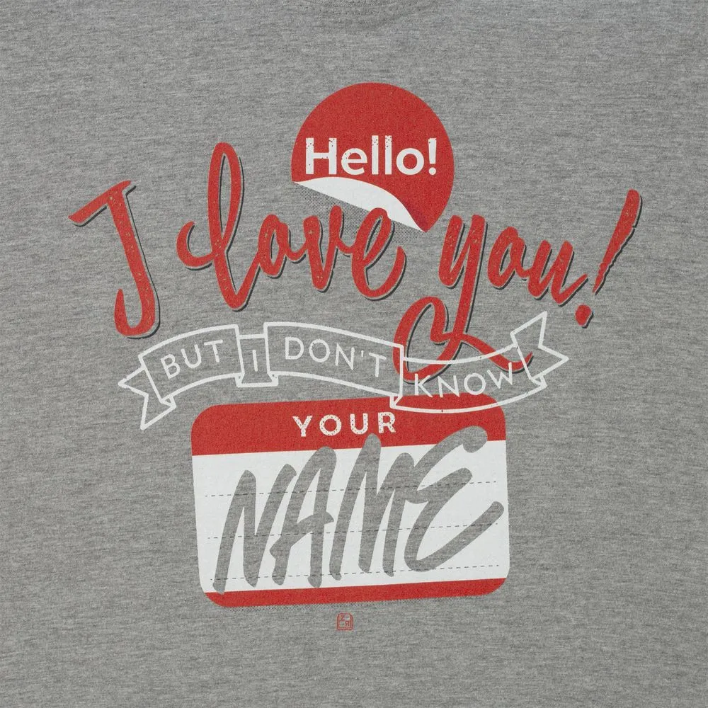 Футболка Hello! I Love You!, серый меланж заказать онлайн с вашим дизайном на заказ в Москве и области