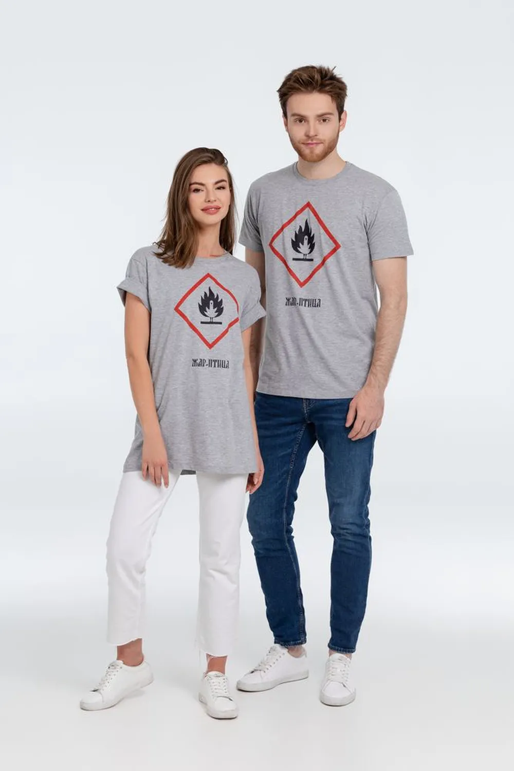 Футболка «Жар-птица», серый меланж, размер S заказать онлайн с вашим дизайном на заказ в Москве и области