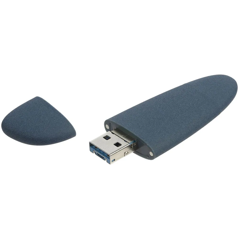 Флешка Pebble Universal, USB 3.0, серо-синяя, 32 Гб заказать онлайн с вашим дизайном на заказ в Москве и области