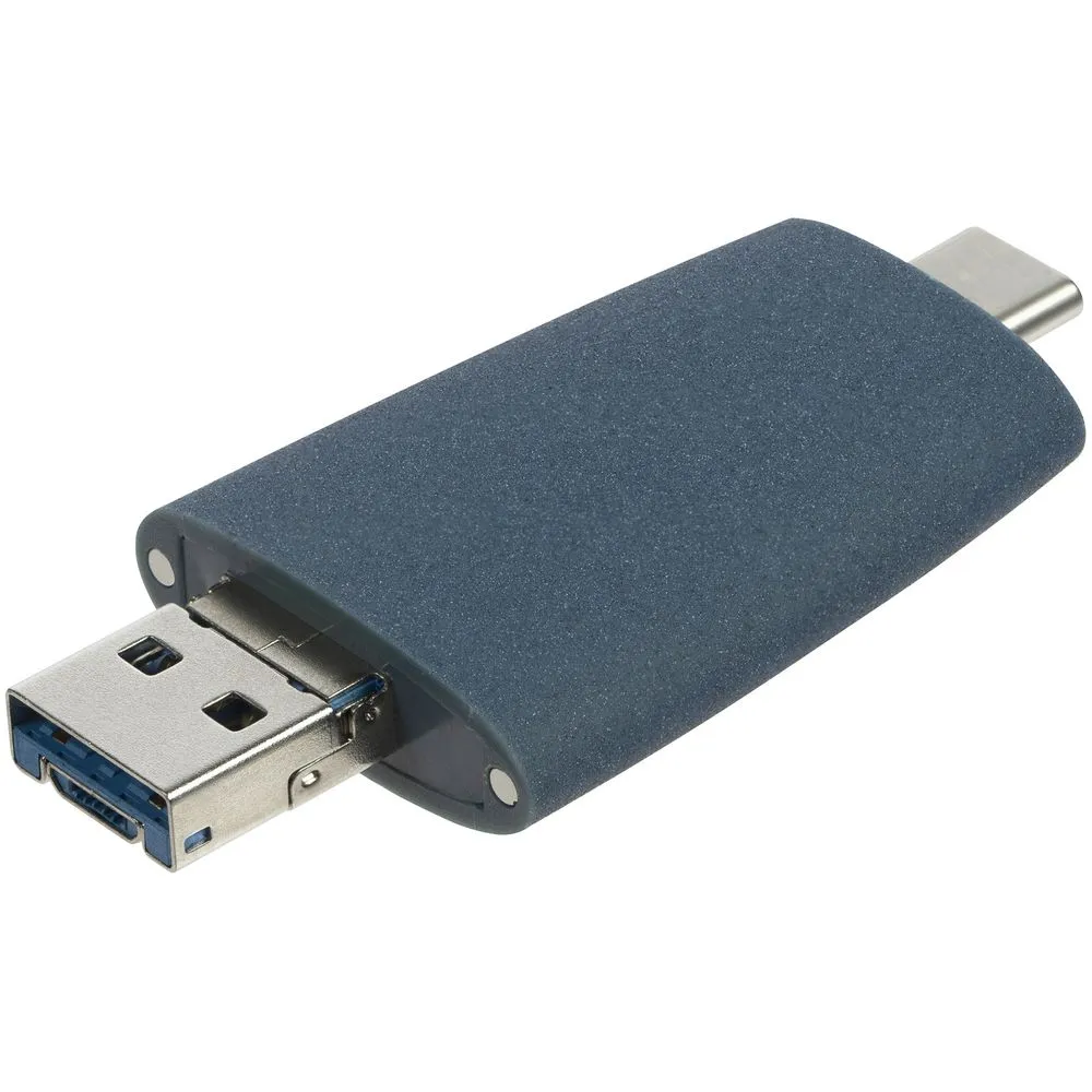 Флешка Pebble Universal, USB 3.0, серо-синяя, 32 Гб заказать онлайн с вашим дизайном на заказ в Москве и области