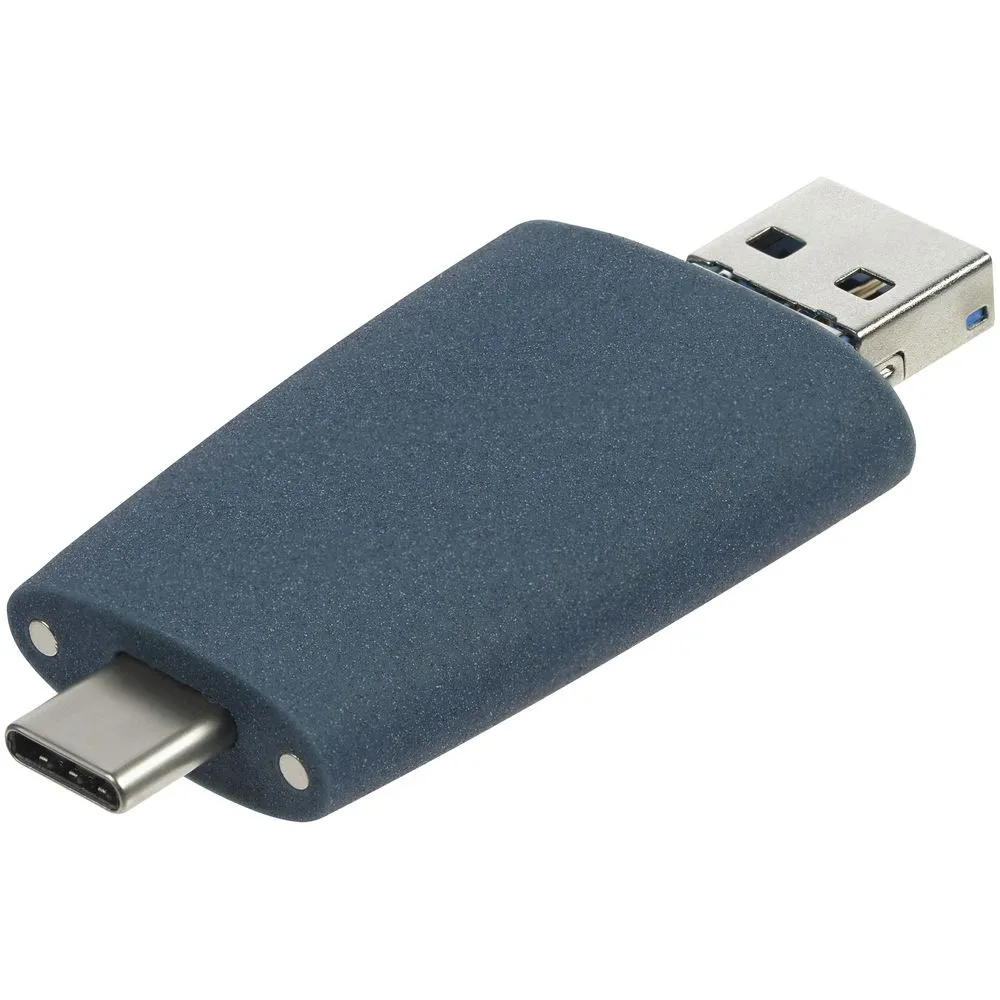 Флешка Pebble Universal, USB 3.0, серо-синяя, 32 Гб заказать онлайн с вашим дизайном на заказ в Москве и области
